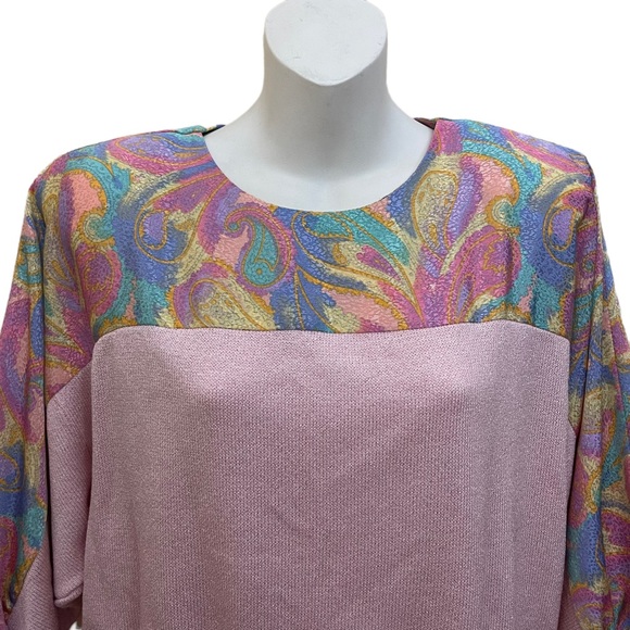 Retro 80s Pink Sweater Vintage Pullover Anthony Sicari Size 12 - Picture 3 of 9